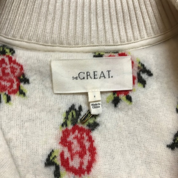 The Great. Bomber Jacket Womens Size 1 US Small Zip Plush Cream Rose Fleece - Picture 5 of 14